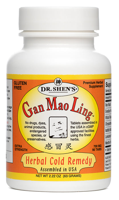 bottle of Dr. Shen's Gan Mao Ling herbal cold remedy
