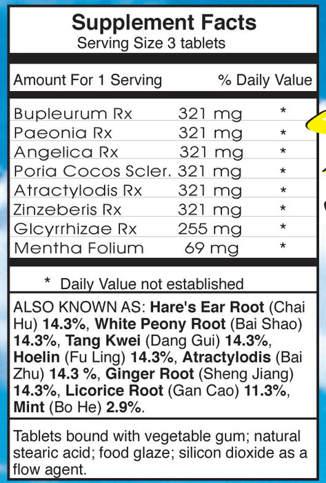 Dr. Shen's Free & Easy Pills supplement facts and ingredients list