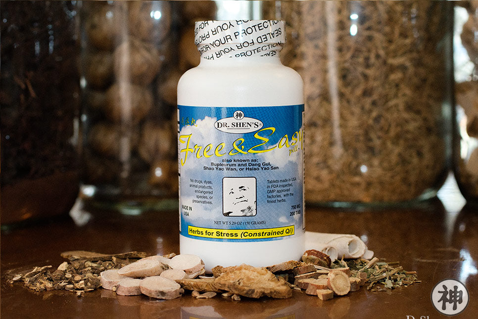 bottle of Dr. Shen's Free & Easy Pills on Chinese herbs