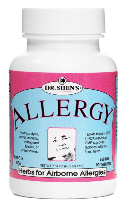 bottle of Dr Shen's Allergy tablets