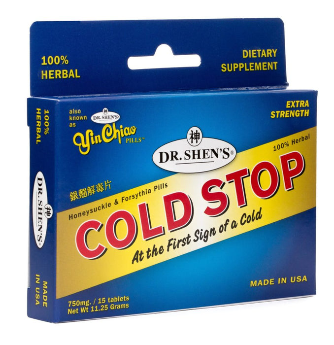 photo of a box of Dr. Shen's Cold Stop, "At the First Sign of A Cold"