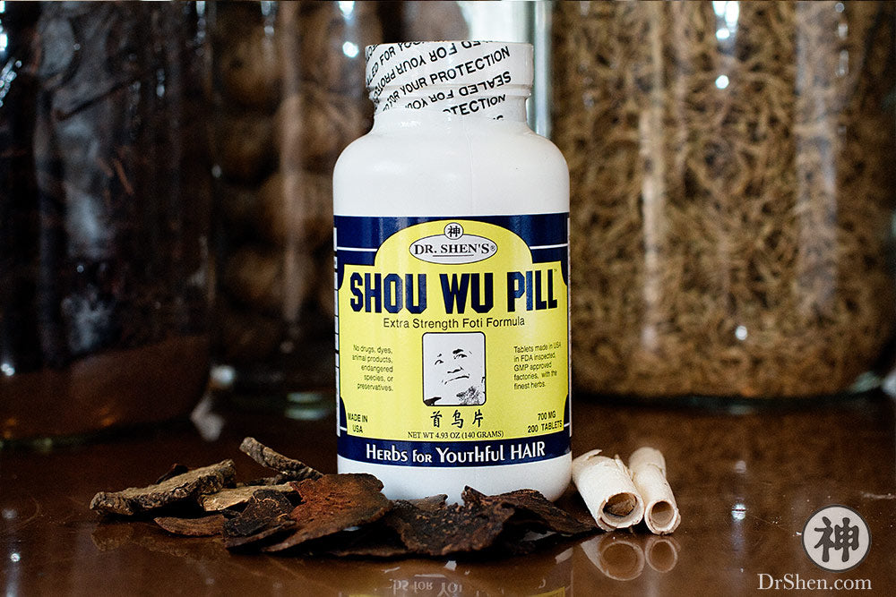 bottle of Dr. Shen's Shou Wu Pill for Youthful Hair